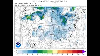 Wildfire smoke forecast (HRRR USA | July 25, 5am PDT)