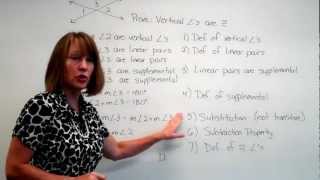 Geometry Proving Vertical Angles are Congruent