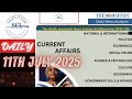 📅 Daily Current Affairs - 11 July 2025 | Singha Classes | UPSC, SPSC, GOV EXAMS