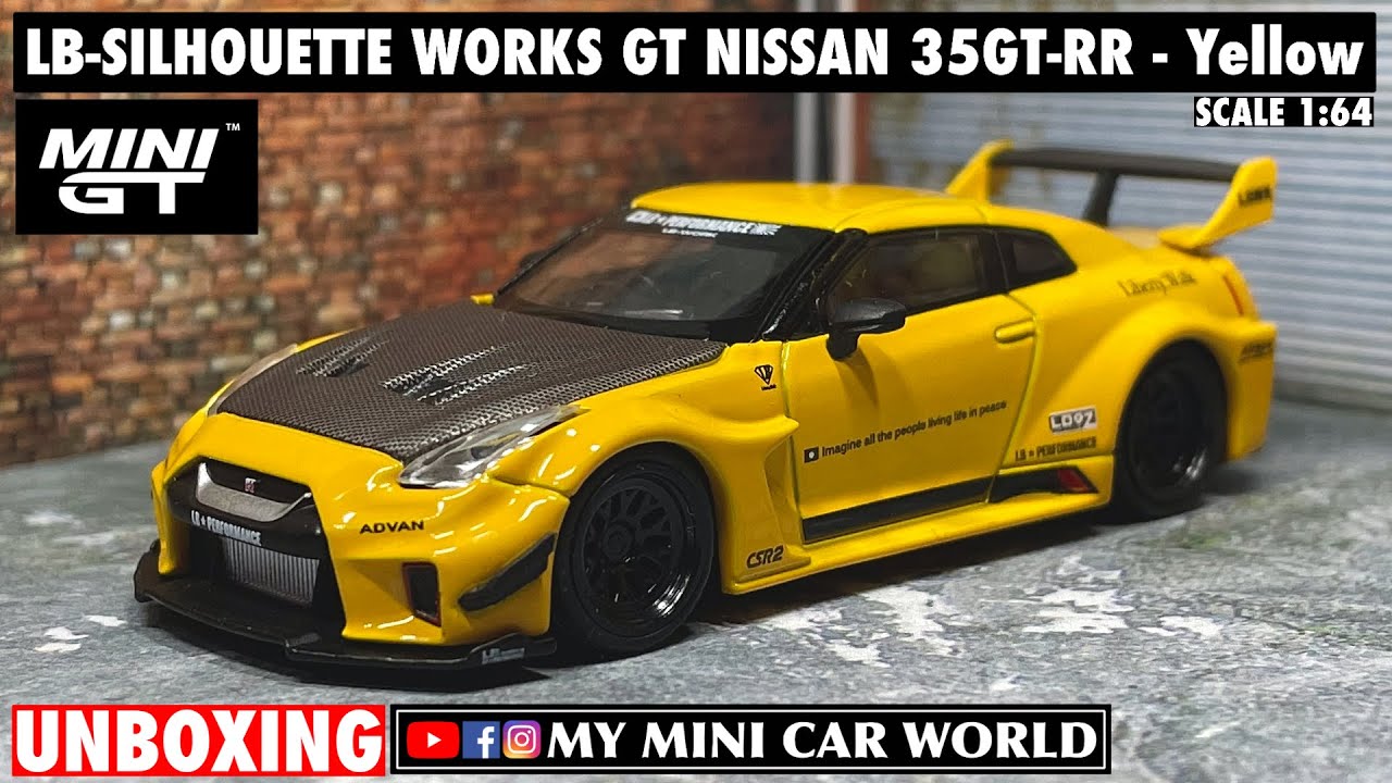【MY MINI CAR WORLD】UNBOXING MINI GT 1/64 LB-SILHOUETTE WORKS GT NISSAN  35GT-RR - Yellow