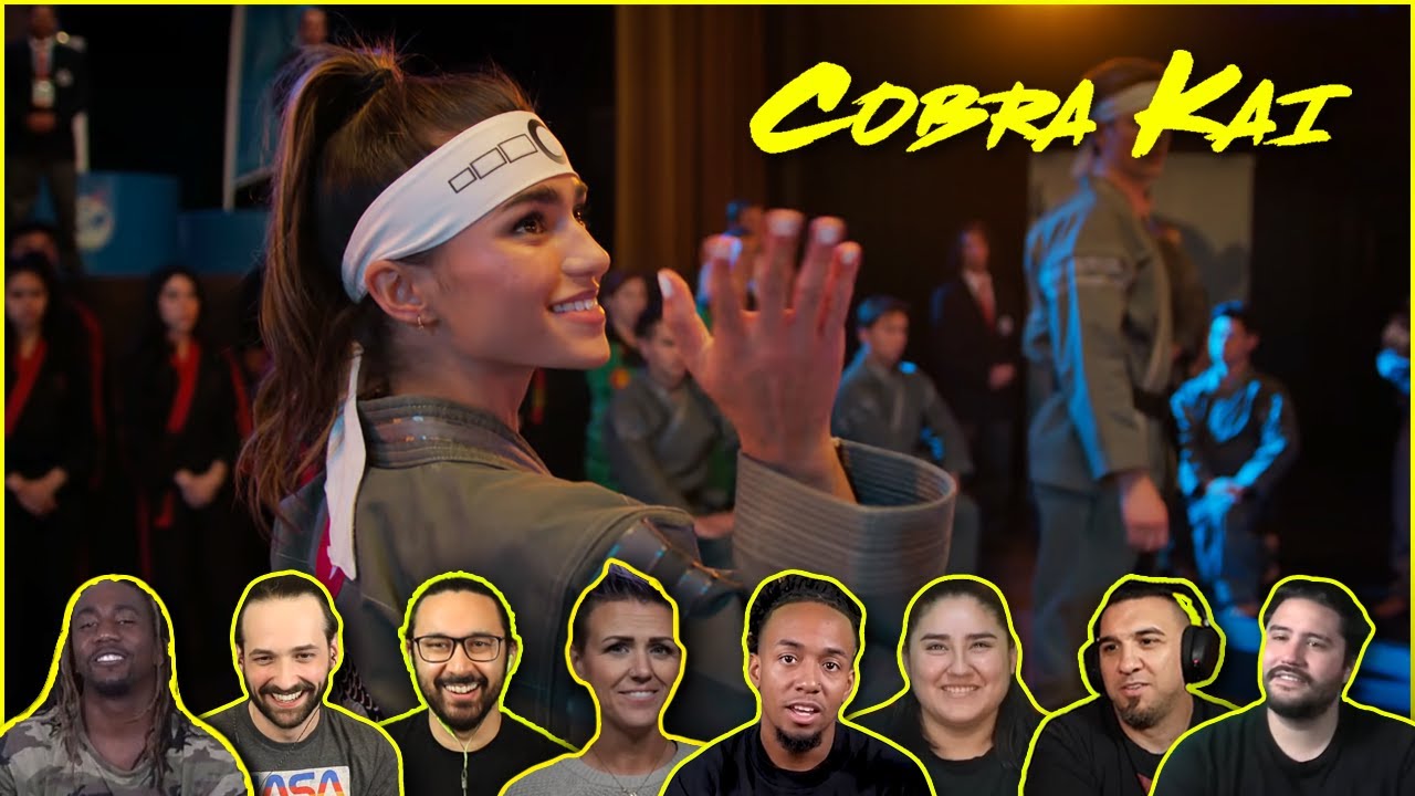 Reactors Reacting to COBRA KAI FIGHTS THE IRON DRAGONS | Cobra Kai 6x6 