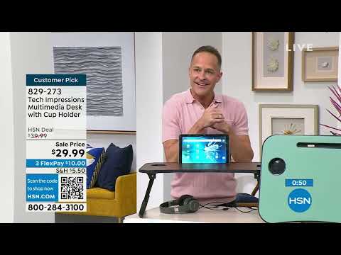 Tech Impressions Multimedia Desk with Cup Holder - YouTube