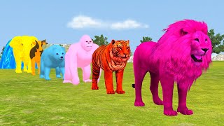 Fountain Crossing Animal Transformation With Elephant Gorilla Cow Tiger Lion Bear - Wild Animal Game