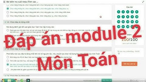 Đáp Án 20 Câu Trắc Nghiệm  Module 2 Môn Toán