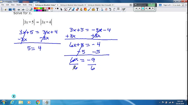 Solving an Absolute Value Equation in the Form ax + b = cx + d