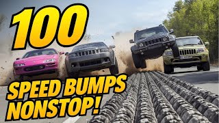 😱 100 Speed Bumps in a Row – Cars Shaken to Pieces | car vs speed bumps #100SpeedBumps #3danimation