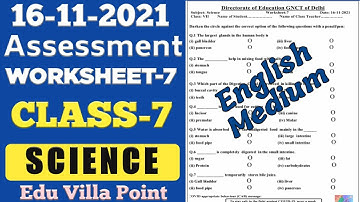 Class 7 Science English Medium Assessment Worksheet 7 (16/11/2021) | Edu Villa Point