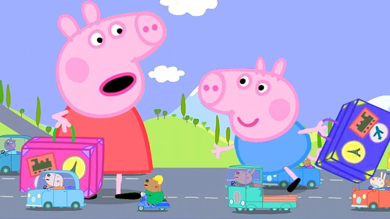 George está construindo uma torre! Peppa Pig e sua família em português.  Histórias para crianças 