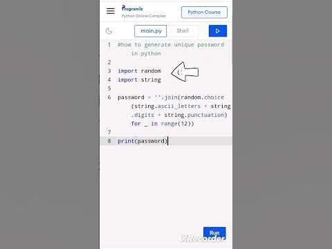 Unique Password Generator in Python 🐍using 4 lines of code || Smart ...
