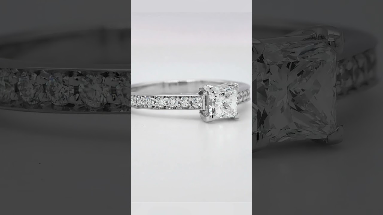 Princess Cut Diamond Engagement Ring | 0.50 Carat E Vs2 Gia | 18K White Gold