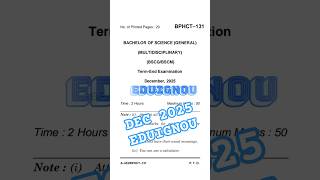 IGNOU Dec 2025 Question Paper 📄 | BPHCT 131 Mechanics