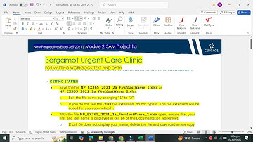 SAM Project 1a Excel Module 2 | Bergamot Urgent Care Clinic | #samproject1a