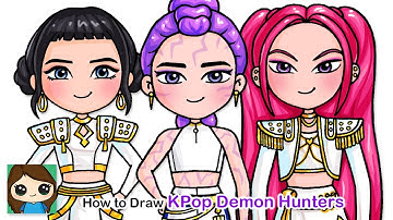 How to Draw Huntrix ❤️ KPop Demon Hunters Rumi, Zoey & Mira