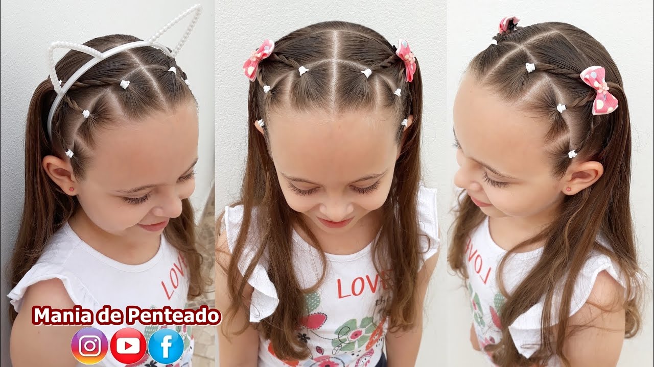 Penteado Infantil Fácil com Elásticos e Maria Chiquinha