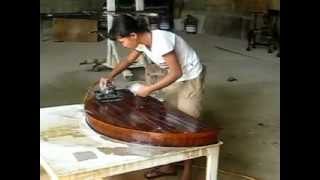 Mahogany Dining Table With A High Gloss Finish Being Machined And Polished For Antiquepurveyor.com