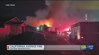 Fire crews battled a fire on California Avenue Wednesday morning