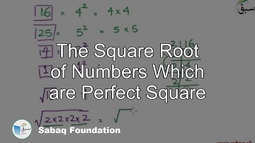 The Square Root of Numbers Which are Perfect Square, Math Lecture | Sabaq.pk