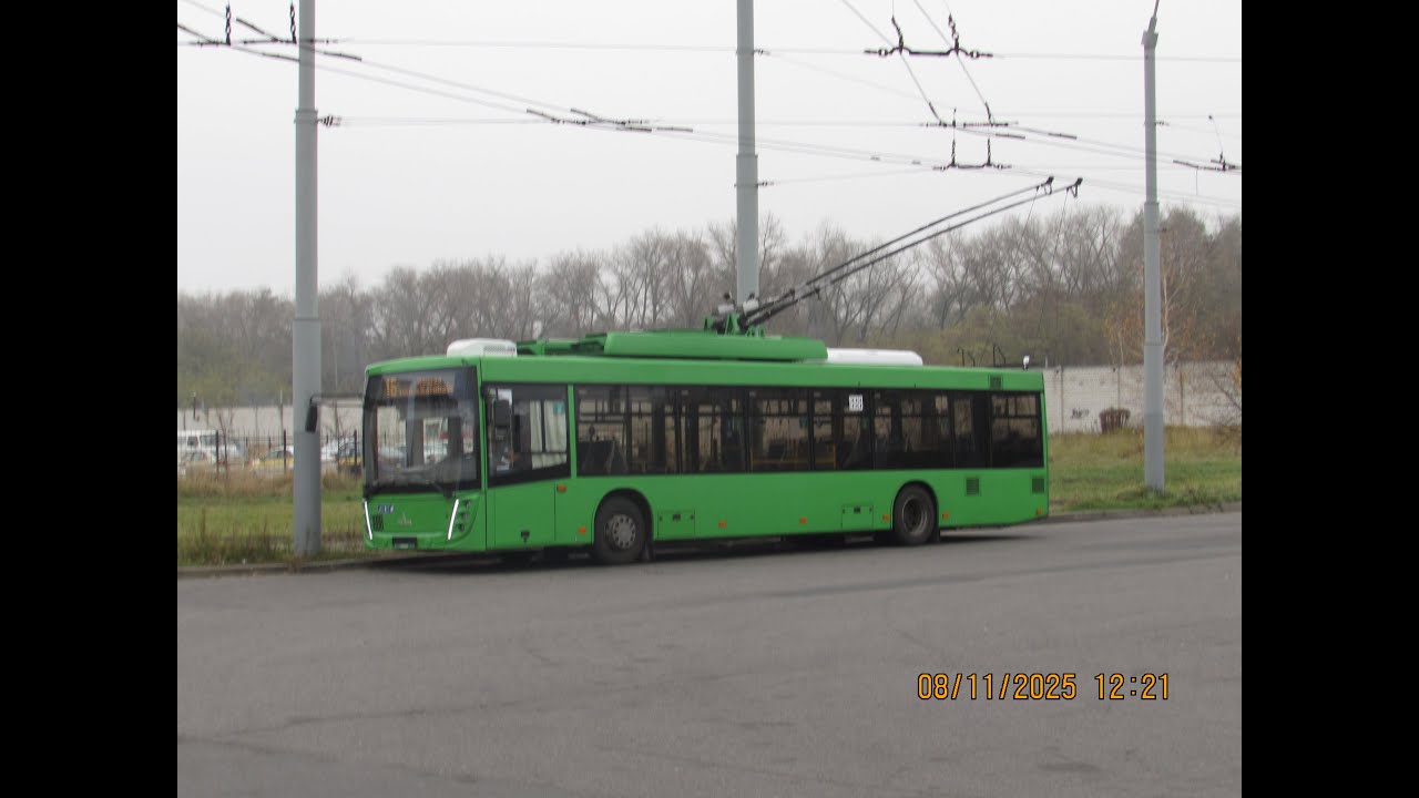 Гомель, поездка в троллейбусе МАЗ-203Т20, парк.№ 1888, марш.16 (08.11.2025)