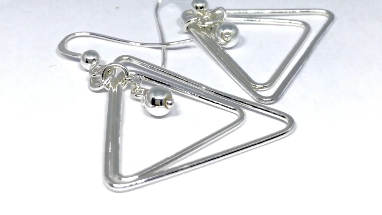 Twin Triangles Silver Earrings