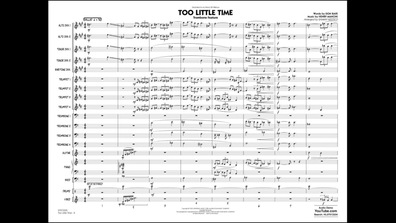 Too Little Time arranged by Sammy Nestico YouTube