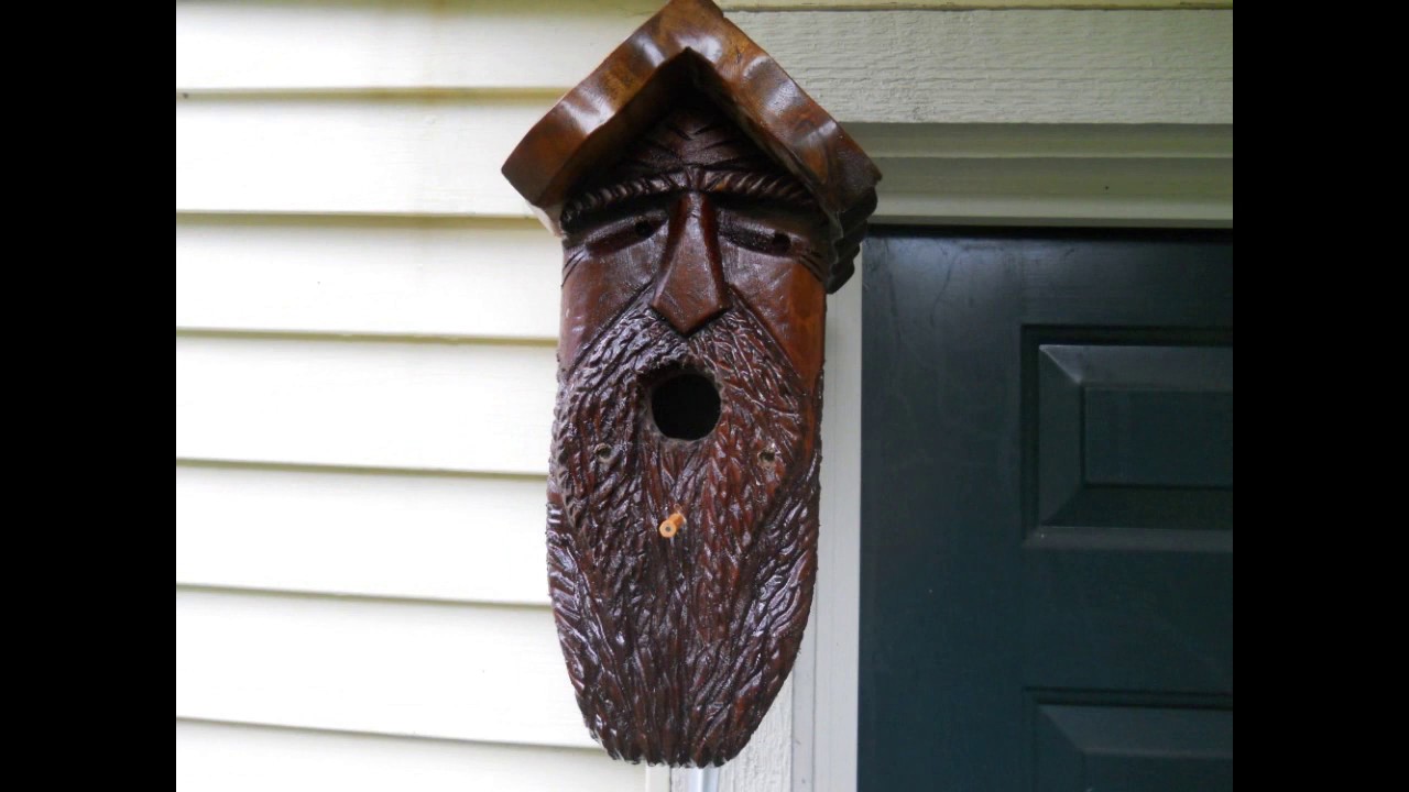 Wood Spirit Bird House / Wood Carving - YouTube