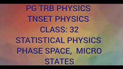 PG TRB PHYSICS  TNSET PHYSICS  CLASS: 32 STATISTICAL PHYSICS  PHASE SPACE,  MICRO STATES