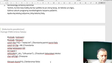 C++ pamokos. Simbolis. Uždavinių analizė. (teksto nuskaitymas, kodavimas, raidžių kiekis)