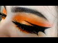 Orange Makeup + Bat Wing Eyeliner!