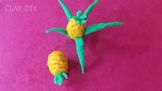 Polymer Clay Tutorial How To Make MINIATURE PINEAPPLE | Clay DIY