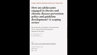 How are adolescents engaged in obesity and chronic disease prevention policy and guid | RTCL.TV