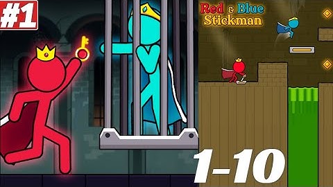 Red And Blue Stickman Gameplay Walkthrough Level 1-10 iOS Android Parkour Animation