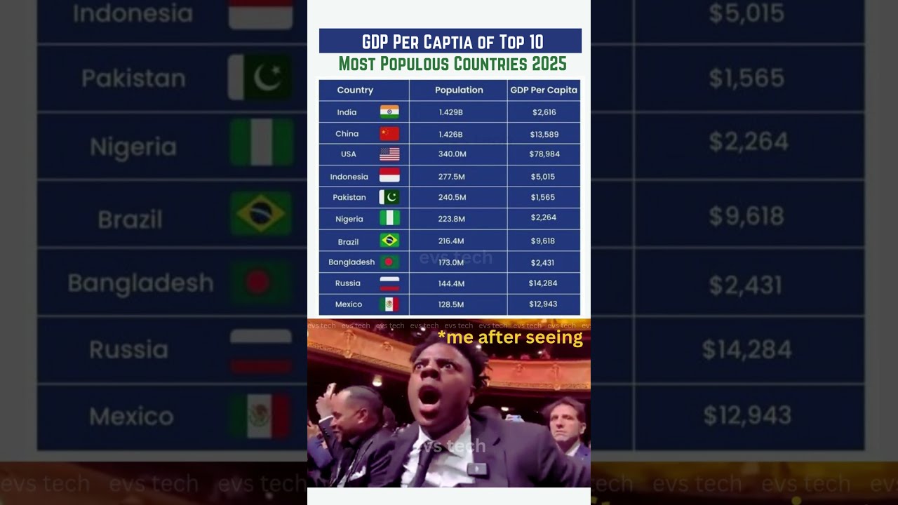Top 10 Most Populous Countries With GDP Per Capita 2025 
