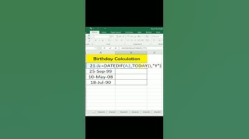 Birthday Calculation #excel #shorts #excel_tutorial