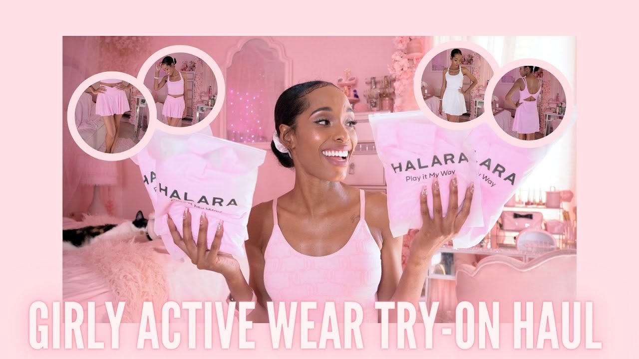 PINK HALARA TRY-ON HAUL | Girly Active Wear: Dress, Skirt, Flare Leggings and more