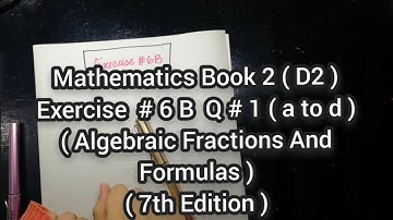 Mathematics Book 2 (D2) |  7th Edition | Exercise # 6 B | Q # 1 ( a to d )   | in Urdu\Hindi