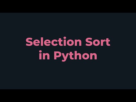 Selection Sort | Python Program - YouTube