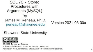 SQL7C - Stored Procedures with Arguments