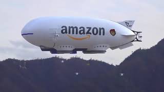 Amazon Blimp Sends Out Drones