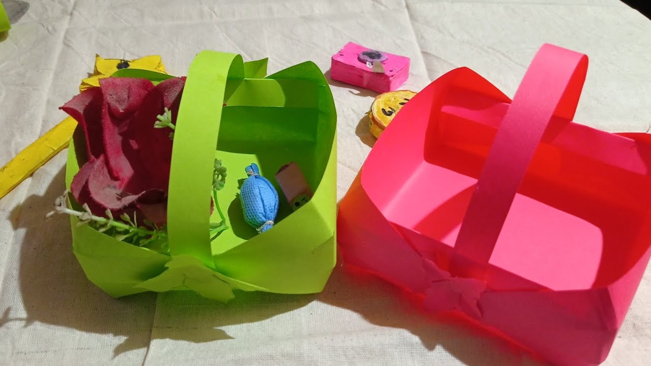 HOW TO MAKE EASTER BASKETS paper craft basket step by step. 💡🏵️😍creative girl YouTube