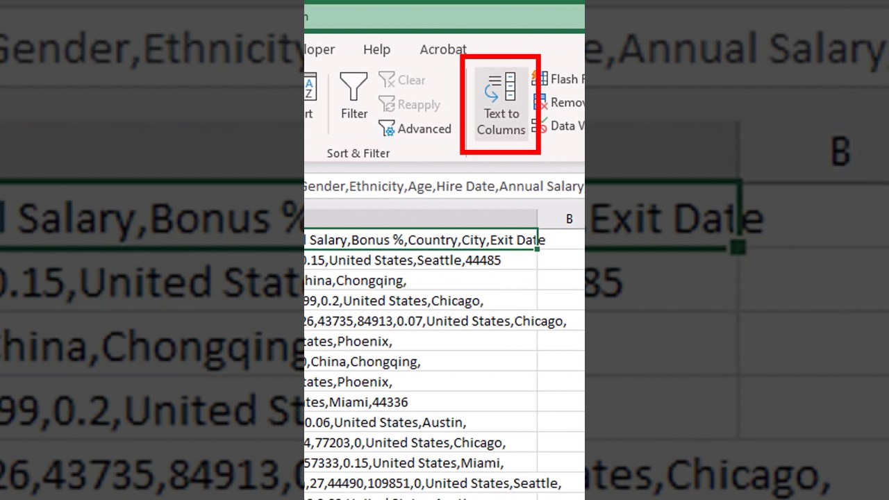 Split Comma Separated Values in Excel to Columns