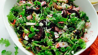 Roasted Beet Salad with Goat Cheese & Pistachios