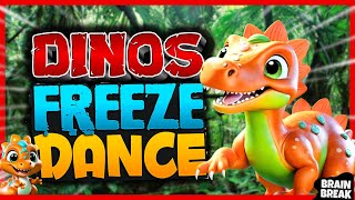 Dinosaur Freeze Dance Party 🦖🕺 | Just Dance & Yoga Brain Break | Go BLNoodle inspired  🎉🦕