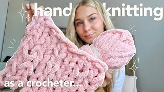 crocheter *tries* to hand knit a jumbo blanket?!˙⋆✮