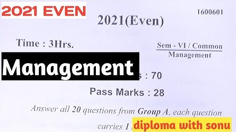 Management 2021 (EVEN) /Mcq  of management question paper of management