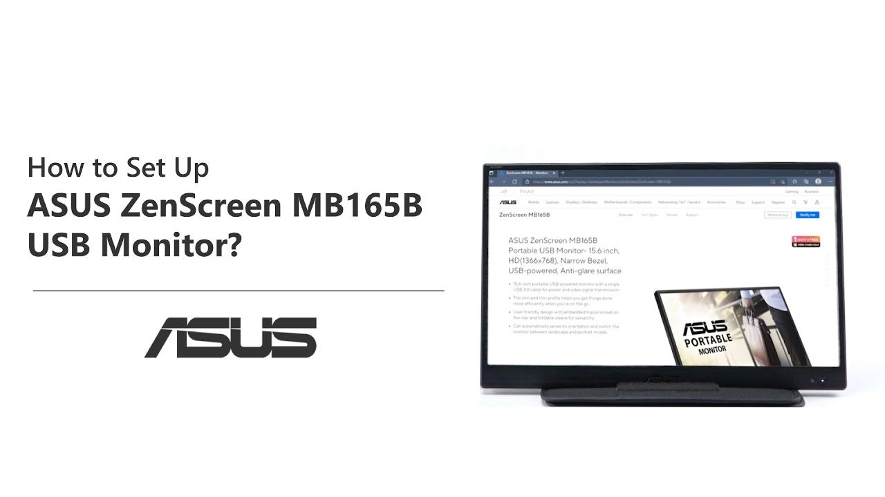 Asus ZenScreen MB165B 15.6 LED WSXGA Monitor USB Portátil