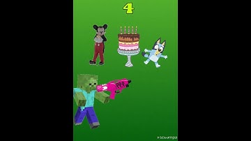 Mickey Mouse Vs Numberblock 4 Vs Bluey