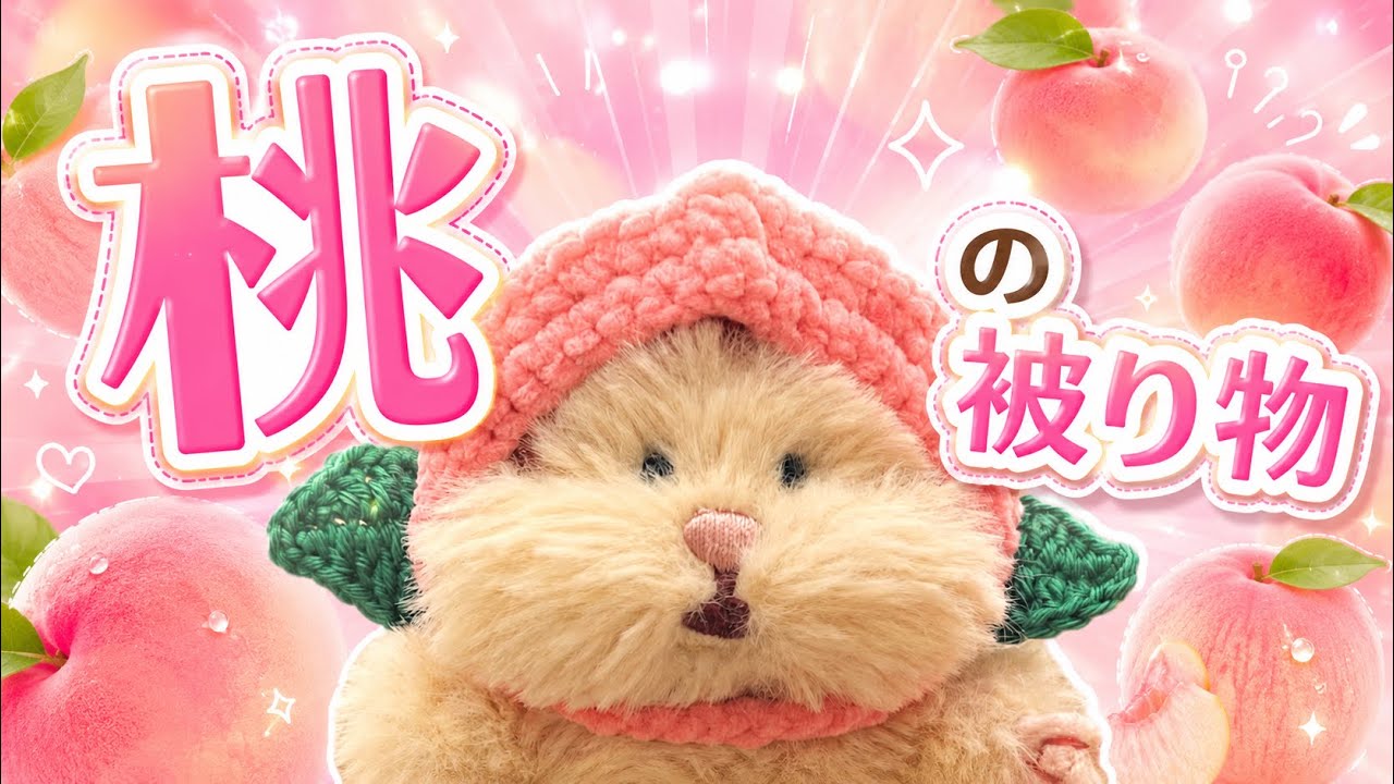 はむにぎり🍑桃の被り物🍑の編み方 - YouTube