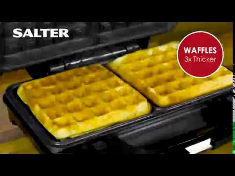 Salter EK2143 Deep Fill 3-in-1 Snack Maker with Waffle, Panini and Toasted Sandwich Plates, 900 W