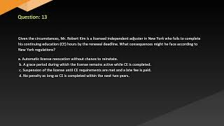 New York Claims Adjuster Insurance Exam Free Practice Questions Set Two