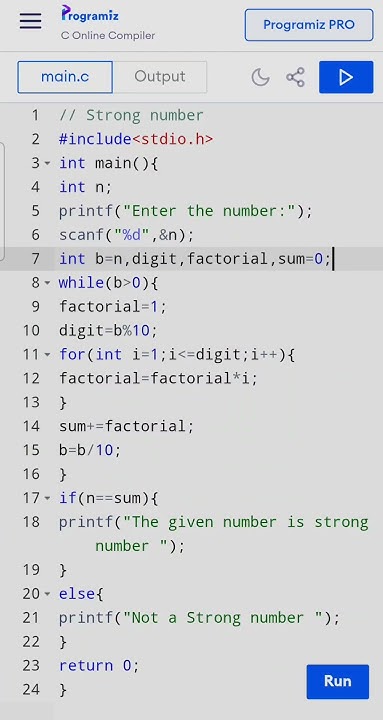 C program to check Strong number - YouTube